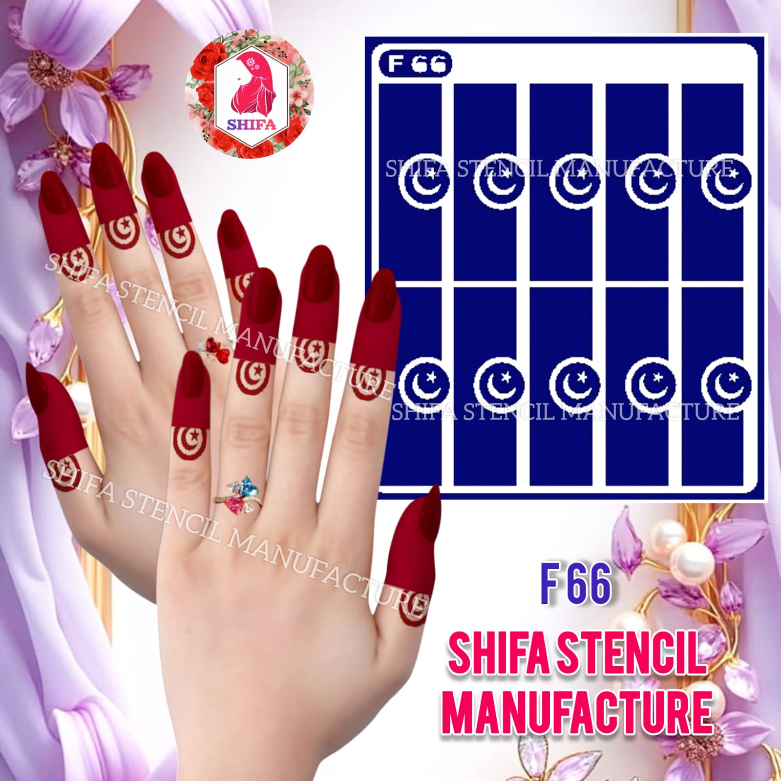 F 66 Celestial Crescent - Sticker Overview - Shifa Stencil Manufacturer